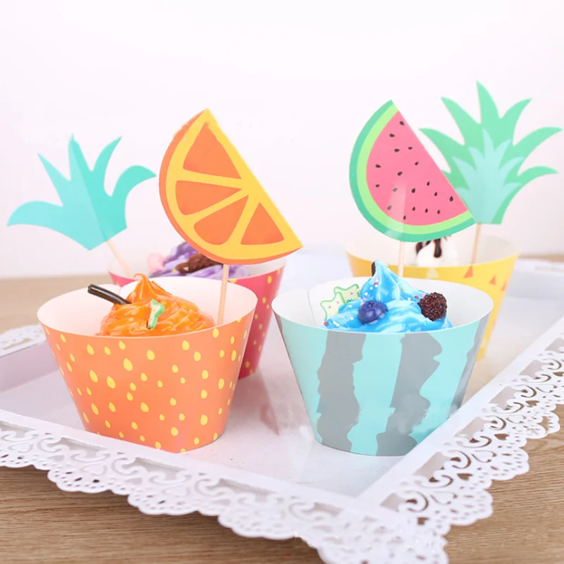 12 шт./компл. кавайное украшение в виде фруктов Happy Baby Shower арбуз Торт Апельсиновый