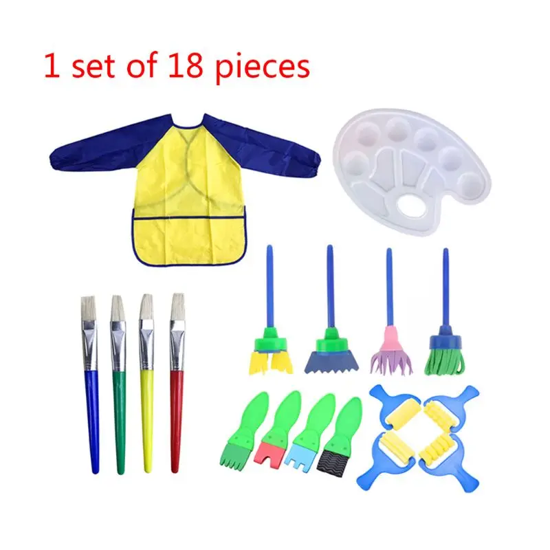 

18 Pcs Assorted Sponge Painting Brush Set Craft Brushes Set for Kids Early Learning Painting Drawing Crafts and DIY