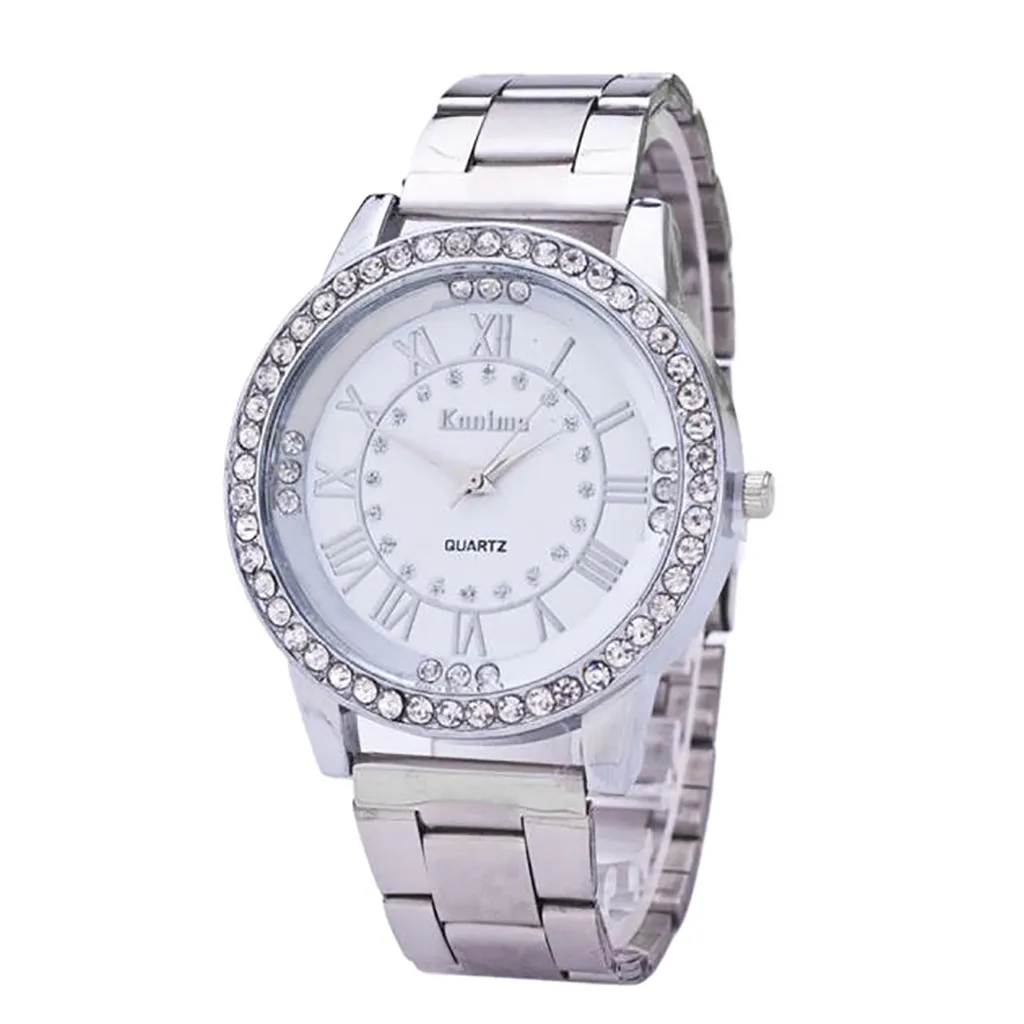 

Watch Women's Men's Crystal Rhinestone Stainless Steel Analog Quartz Wrist Watch Men's Women's Fashion wristwatches sep10