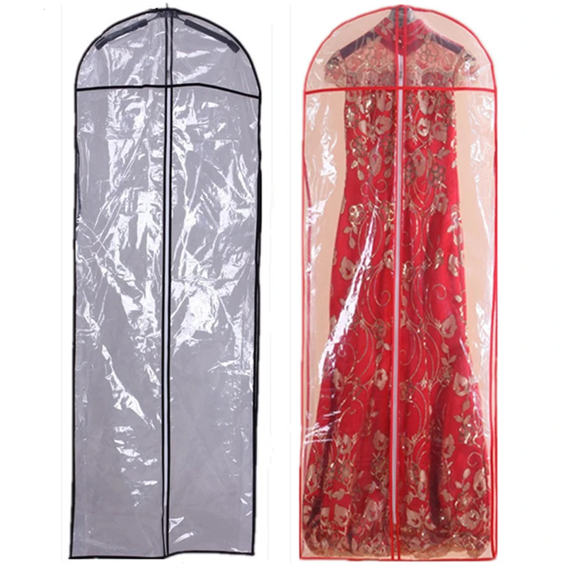 

Length 150cm PVC Hot Sale Cheap For Wedding Dress Bag Clothes Dust Cover Garment Bags Bridal Gown Bag Evening Dress Cover M0836