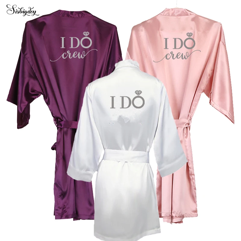 

Sisbigdey new I DO I DO crew Wedding Bridal Robes Bride To Be hen party gift bridesmaid Robes getting ready kimono robe