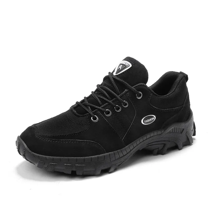 Уличная Мужская походная дышащяя обувь из натуральной кожи тактические армейские сапоги дезерты противоскользящие тренировочные походные сникерсы обувь - Цвет: Black