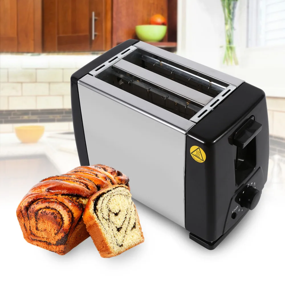 Household 2 Slices Automatic Stainless Steel Bread Toaster Machine With