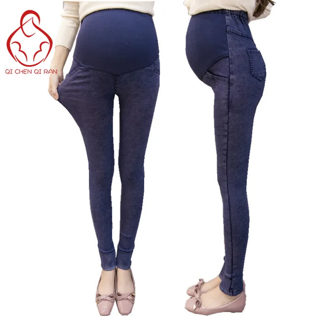 2017 Pregnant women with stretch maternity jeans Pregnant women ...