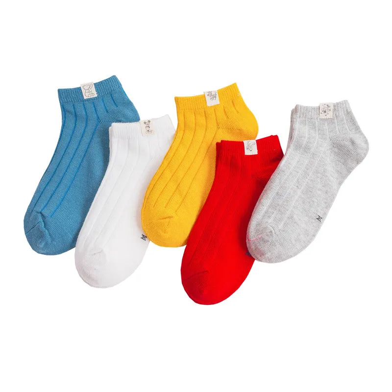 

MAINEOUTH 5 Pairs/Lot Cotton 3-12 Years Spring Summer Autumn Pure Color Socks Ultrathin Baby Girl Boy Cool Socks 5 Colors