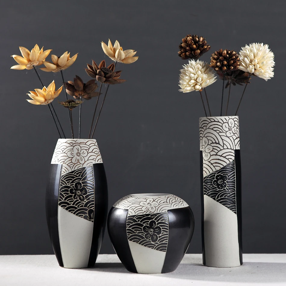Цзиндэчжэнь керамическая ваза ручной работы вазы сухоцветы орнаменты большая ваза Новые Китайские современные украшения для дома художественные вазы