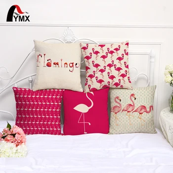 

Flamingo Cotton and Linen Cushion Cover Home Decor Pillow Case For Sofa xCar Waist Pad Sets Flamingo Pillowcase Wholesale