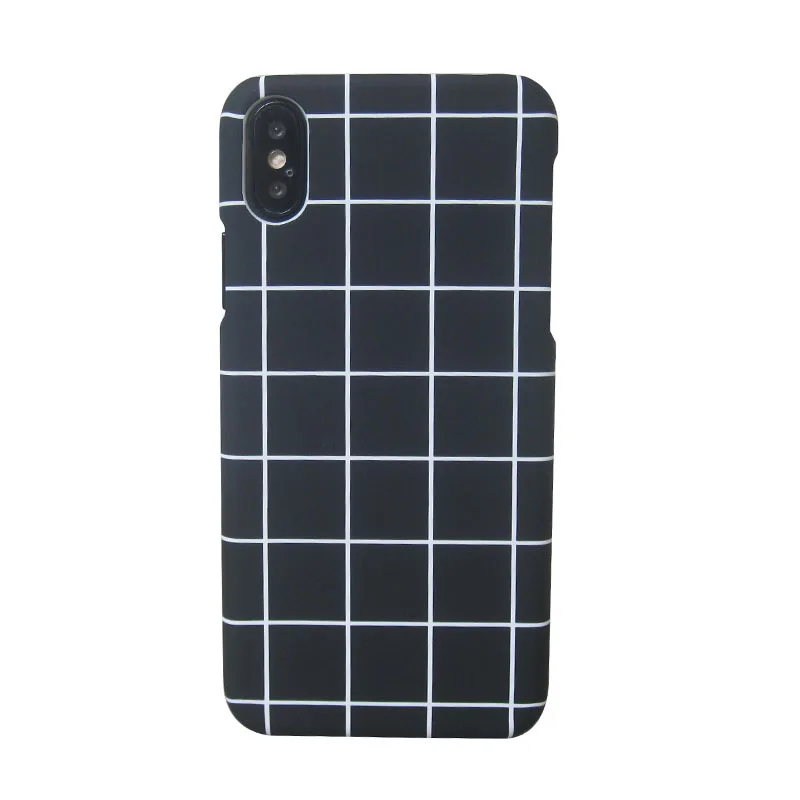 

frosted simple square patterned printing hard case black and white matte naked skin anti-scratched PC hard case for iPhoneX
