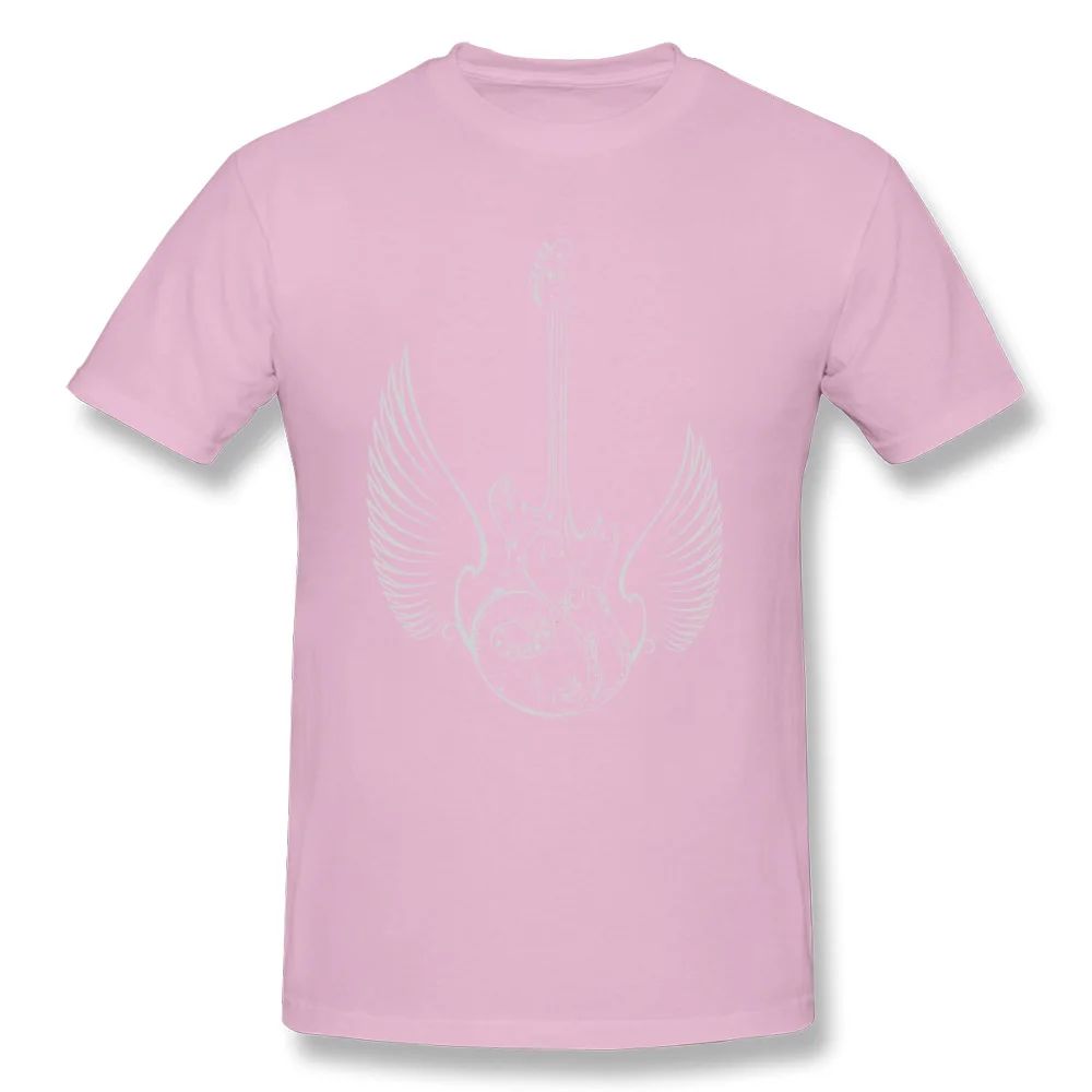 Round Collar Love Music Guitar Wings 100% Cotton Men T-Shirt Casual Short Sleeve Tops Tees Discount Casual Tops & Tees Love Music Guitar Wings pink