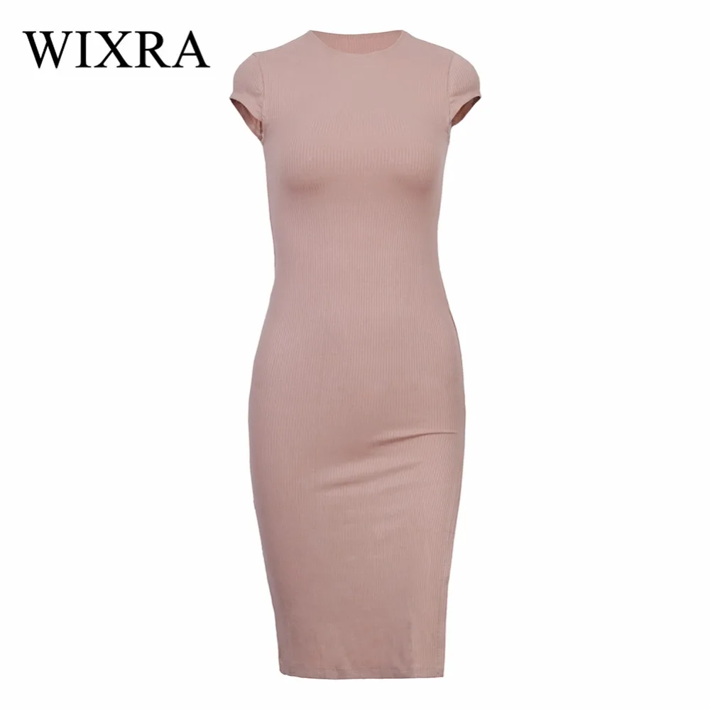 Женское базовое платье с круглым вырезом WIXRA трикотажное однотонное Короткое