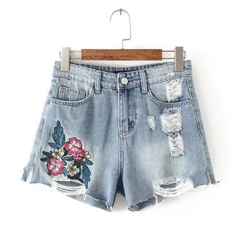 ripped denim shorts women shorts feminino irregular hole