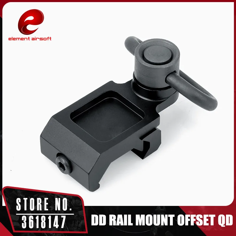 

Element Aluminum Tactical DD Rail Mount Offset QD Swivel Attachment Point PAK Fit 20mm Rail Black EX044