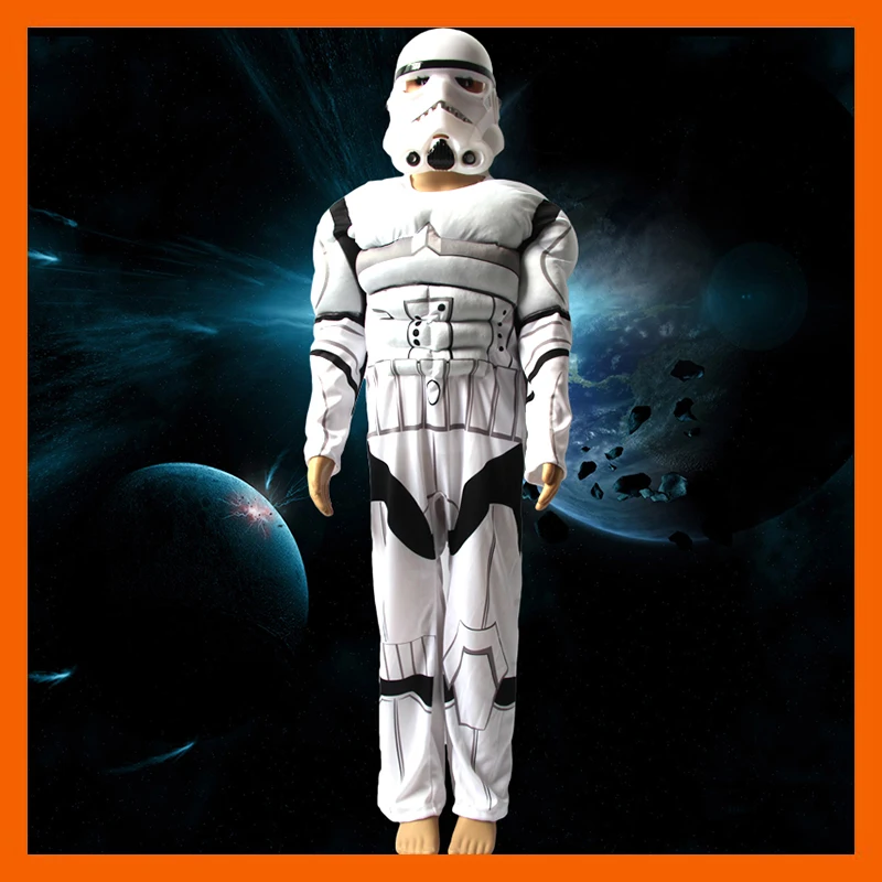 

HOT SALES CHILD DELUXE STAR WARS THE FORCE AWAKENS STORM TROOPERS WITH MUSCLE HALLOWEEN COSTUME KIDS COSPLAY PARTY FANCY DRESS