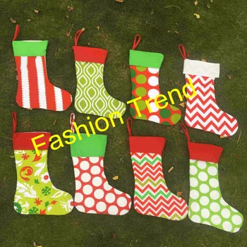

10pcs/lot free shipping 8 styles Christmas stocking Monogram personalized kids canvas candy bags for wholesale