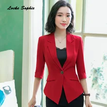 Women's Plus size Blazers coats 2019 Summer cotton Splicing Single button Small Suits jackets ladies Skinny Blazers Suits coats
