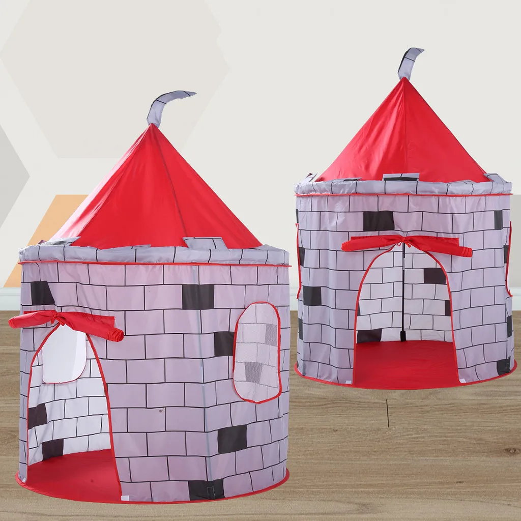 Folding Children Kids Play Knight Castle Tent In/Outdoor Toy House Boys Girls Kid Outdoor Camping Sunshade Beach