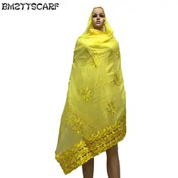 Африканский хлопковый шарф мусульманская вышивка большой размер мягкий хлопок платок для африканских женские шали из пашмины шали BM670