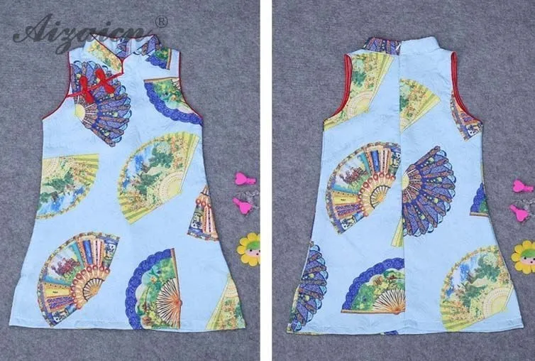 Новая мода 2019 детское летнее платье Qipao Китай ретро ребенок печати чонсам, Восточный стиль Детские платья для девочек Qi Pao