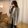 Office Ladies Notched Collar Plaid Women Blazer Double Breasted Autumn Jacket 2022 Casual Pockets Female Suits Coat ► Photo 3/6