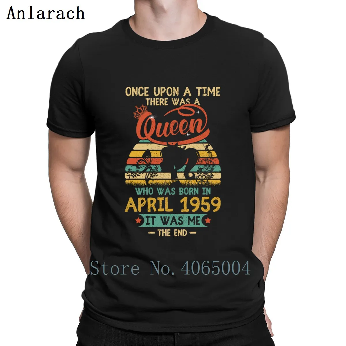 cheap Queen Was Born In April 1959 60th Birthday T Shirt Novelty Loose Fashion Tee Shirt Cool Spring S XXXL Custom Shirt