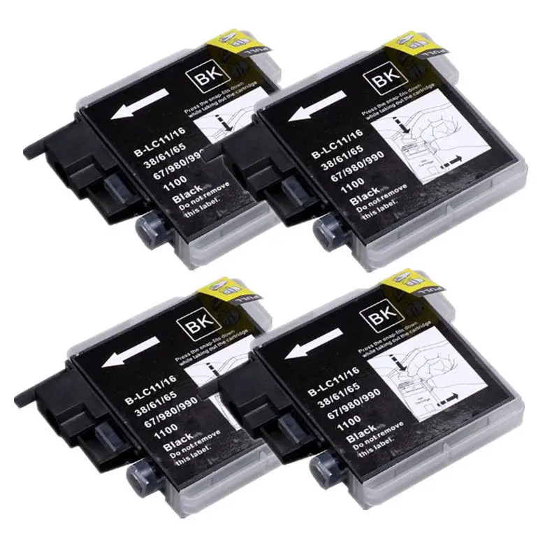 

4PK Compatible for Brother Ink Cartridges LC 1100 LC11 LC16 LC38 LC65 LC980 DCP 385C DCP-390CN DCP-395CN DCP-535CN DCP-585CW