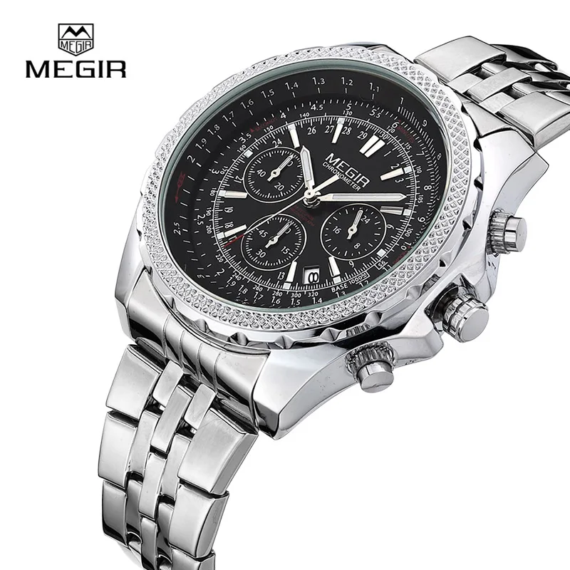 

MEGIR Top Brand Analog Chronograph Army Military Men's Wathces Men Quartz Wristwatch Waterproof Clock 2006