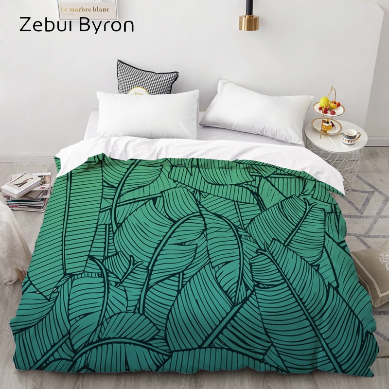 

3D HD Digital Print Custom Duvet Cover,Comforter/Quilt/Blanket case Queen/King Bedding 220x240/200x200,Green leaf