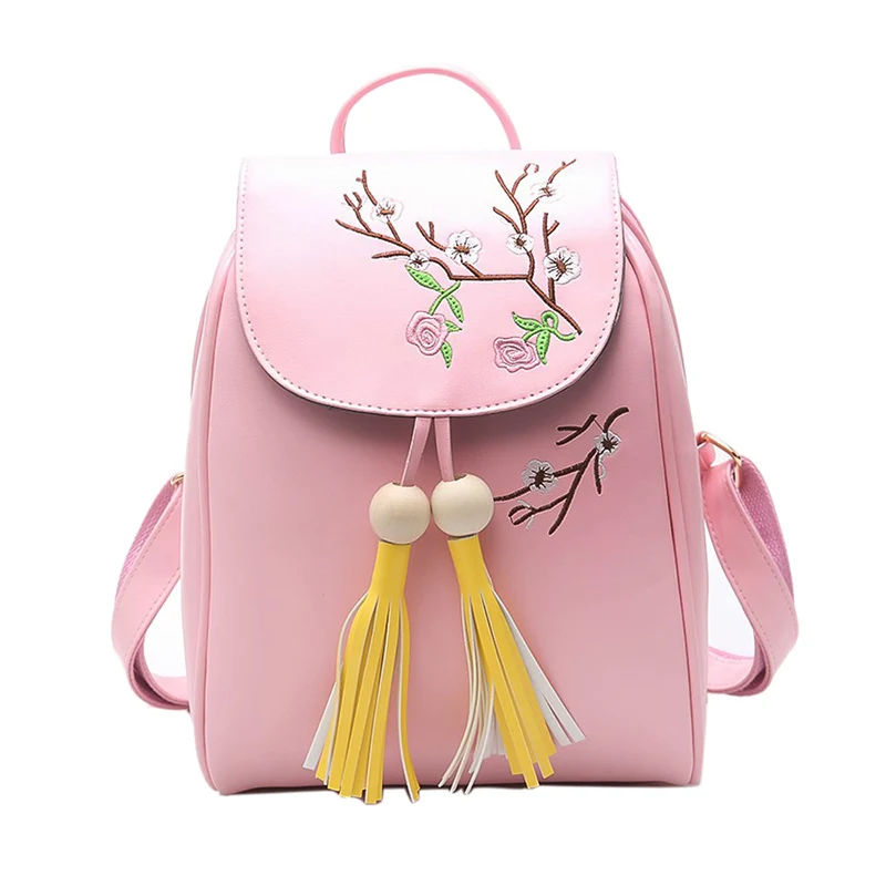 EnoPella Pu Leather Women new vintage casual Mini small leather travel bags women tassel School Backpacks