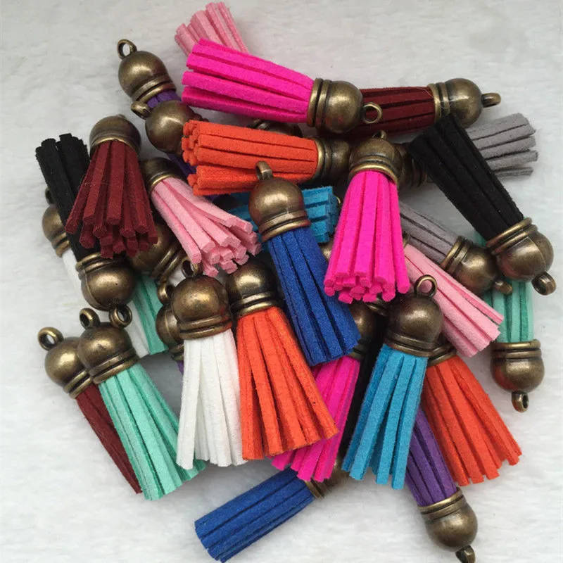 

10Pcs fashion Korean feather leather tassels cute Earrings bronze Plated Elegant