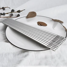 IRONX корейские палочки для еды из металла и нержавеющей стали Палочки для еды resatalbe плоские Твердые палочки для еды столовая посуда 5/10 пар