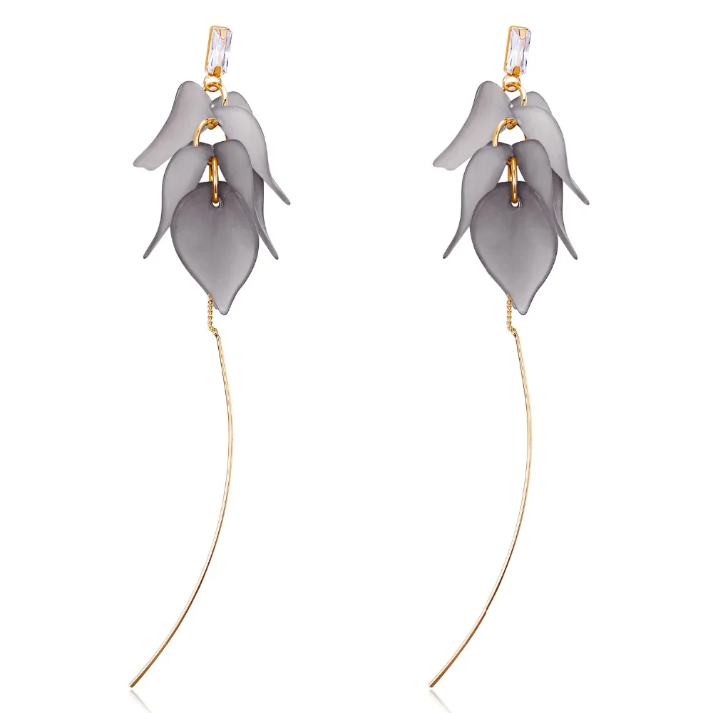 NanBo Fashion long Feather dangle earrings with stones simple drop cube crystal jewelry Flower women gifts | Украшения и