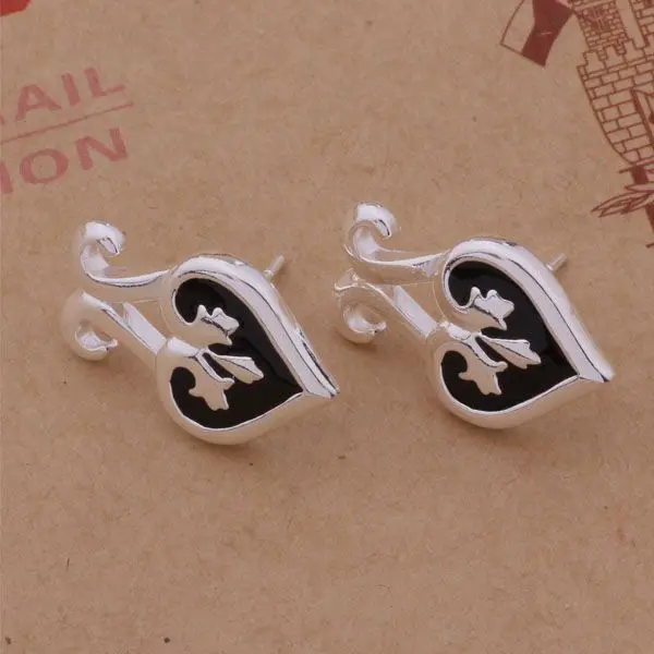 

AE404 Hot 925 sterling silver earrings , 925 silver fashion jewelry , Black heart /cjvalbca atxajlea