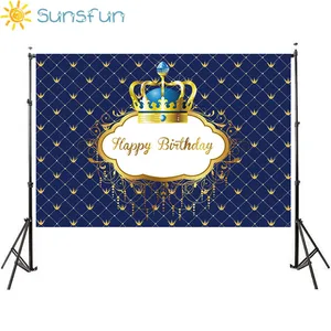 Image 3 - Sunsfun יום הולדת רקע קטן נסיך מלכותי כתר תינוק מקלחת קינוח שולחן דקור יילוד פוטושוט מסיבת יום הולדת באנר