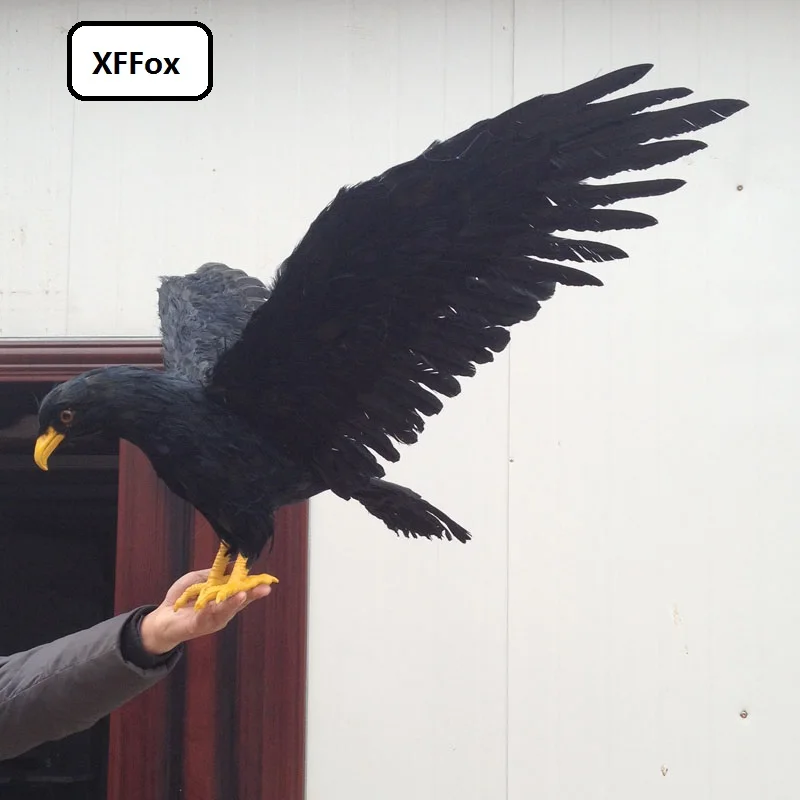 huge simulation wings eagle model foam&ampfeather black bird toy gift about 50x100cm xf0933 |