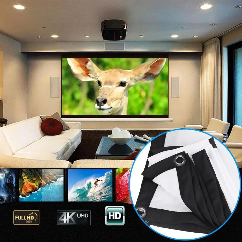 3D HD настенный проекционный Экран 16:9 HD 60/72/84/100/120 дюймов проектор Экран волокно холст Шторы для дома Театр Лидер продаж