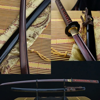 

New katanas swords katanas samurai japanese swords Damascus steel Sharp katana bushido Full tang iron Tsuba Red Blade