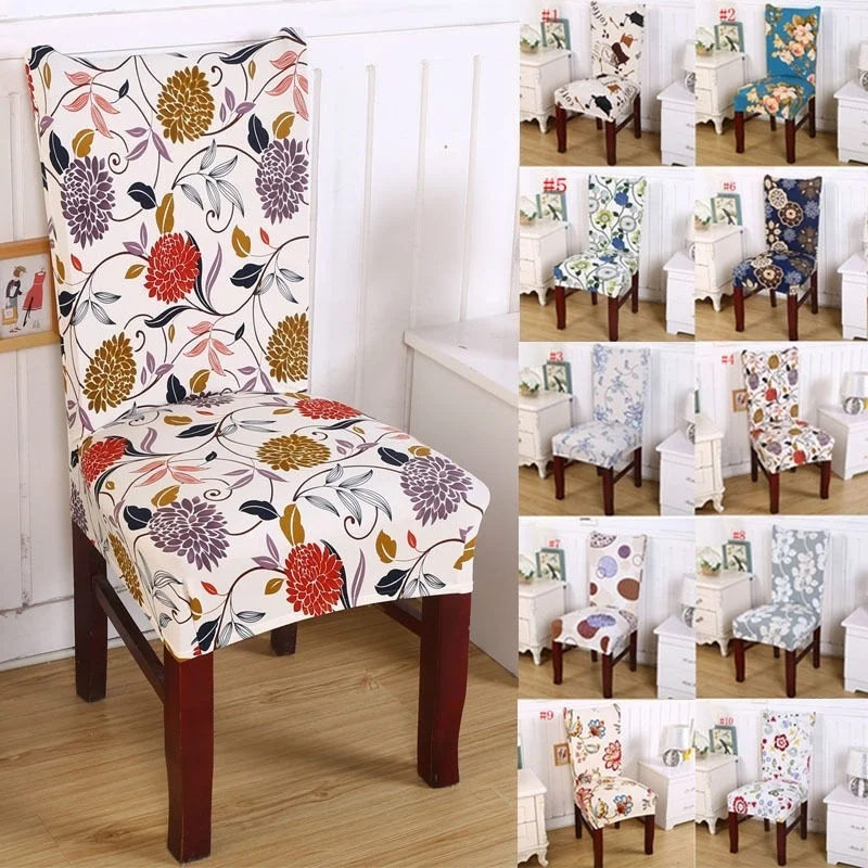 

high quality Dining Room Seat Covers Spandex Floral Printing Elastic Chair Protector Slipcover Decor