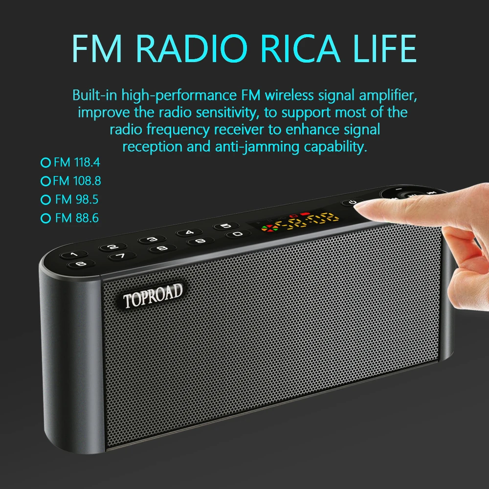 TOPROAD Wireless Bluetooth Speakers Portable Enceinte Speaker Handsfree MP3 With Mic TF FM HIFI Subwoofer Deep Bass Loudspeakers