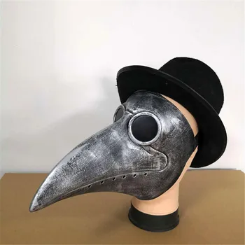 

Plague Doctor Mask Eagle Beak Steampunk Long Nose Masks Black Birds Halloween Art Gothic Retro Costume adults punk Latex masks