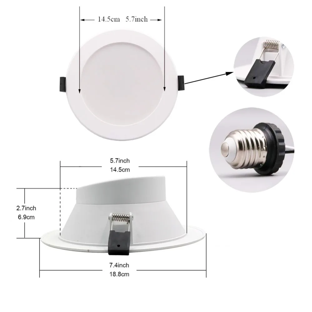 США адаптер Wifi Интеллектуальный светильник 6 дюймов светодиодный встраиваемый светильник с регулируемой яркостью RGBCW потолочный светильник для внутреннего дома