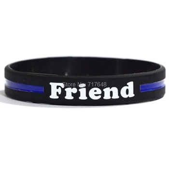 

200pcs FRIEND Thin Blue Line wristband silicone bracelets free shipping by FEDEX