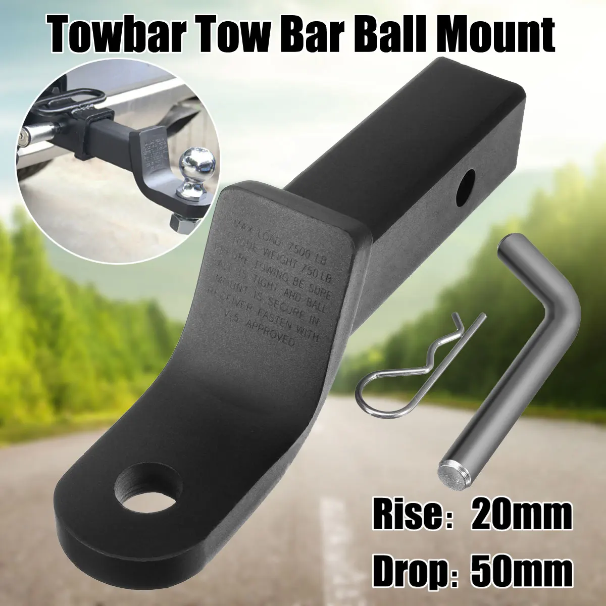 4WD TowBar Ball Mount Hitch 4x4 Pin Tow Bar Trailer Boat 