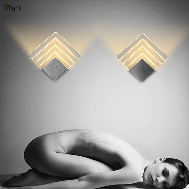 

Acrylic And Plate Aluminium Led Wall Lamp L14cm L20cm Simple Modern Environmental Bedroom Wall Lamp