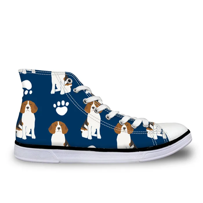 FORUDESIGNS; модные парусиновые кроссовки Kawaii Schnauzer с высоким берцем на плоской подошве; Женская Классическая Вулканизированная Обувь На Шнуровке; обувь для отдыха для девочек - Цвет: ZJZ040AK