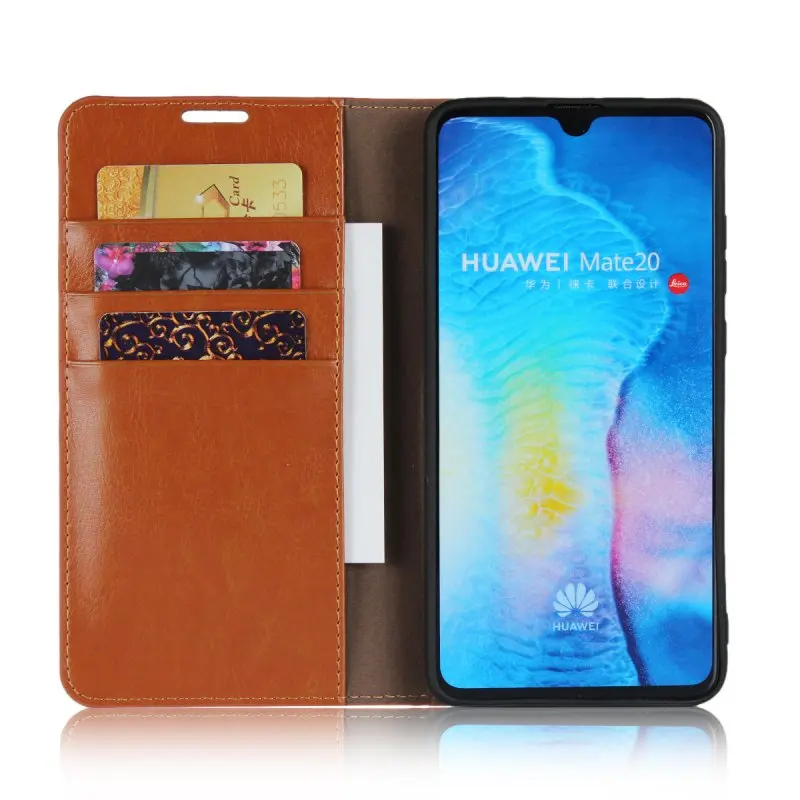 Чехол из натуральной кожи для Huawei Mate 20 Pro Роскошный деловой бумажник кожаный