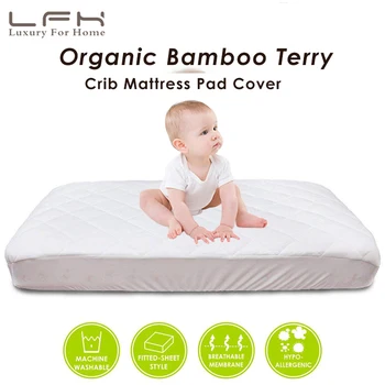 

LFH 72x132cm Crib Waterproof Mattress Pad Cover For Toddler Bed Protector Bamboo Terry Baby Mattress Protector Bed Wetting