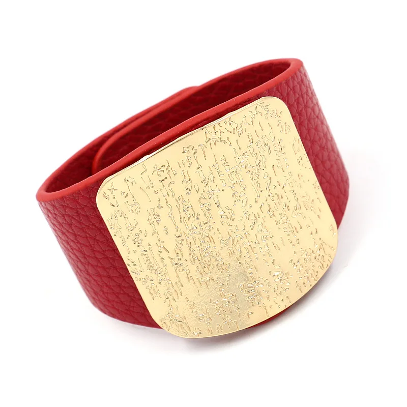 Leather Bracelet For Women with Alloy Buckle Adjustable Fashion Vintage Bracelets Femme Jewelry