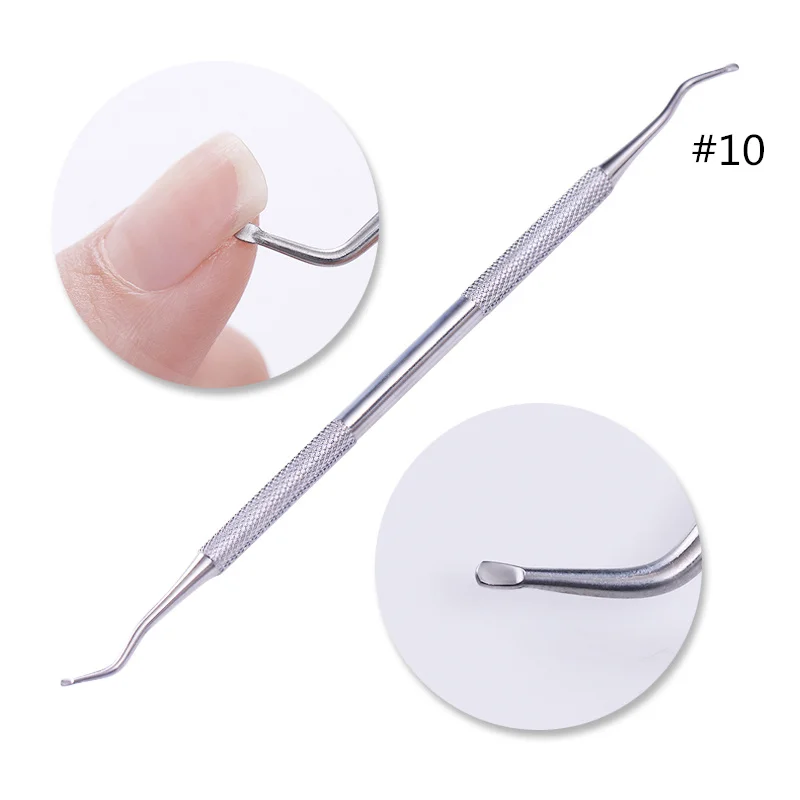 Dual-end Nail Cuticle Pusher Remover Stainless Steel Professional Nail Art Manicure DIY Design Tools - Цвет: 10