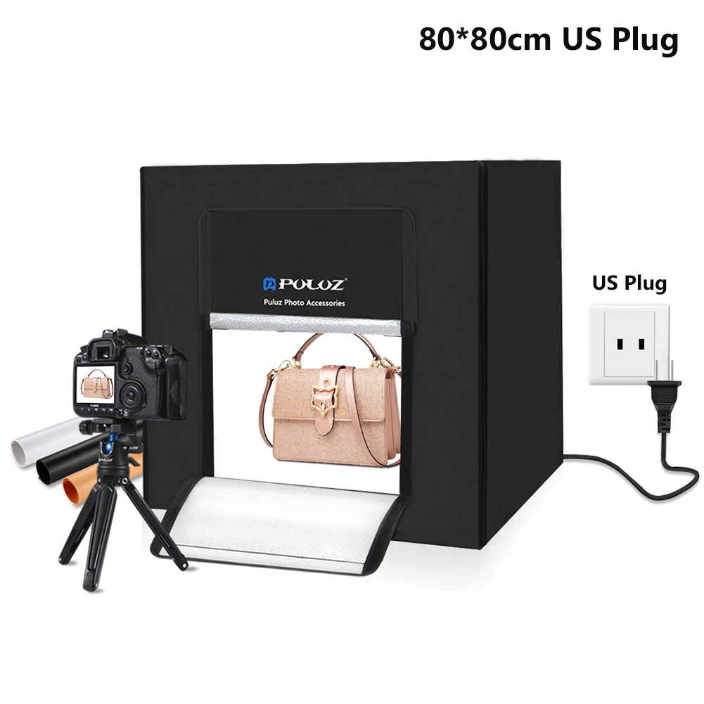

PULUZ 80x80x80cm Mini Photo Studio Box Foldable Softbox Shooting Light Room Tent Built In LED Light Soft Box Photography Kit