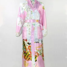 Армейский зеленый китайский леди пикантные Длинные шелковый халат для женщин кимоно кафтан платье пижамы Pijama плюс размеры Размеры s m l xl XXL, XXXL NR092